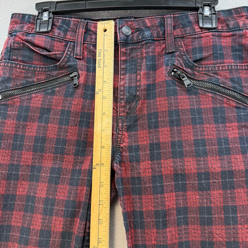 Joe's Jeans Women's 30 (10) Red Black Plaid Zip Skinny Moto Style Slash Pockets - Picture 12 of 14